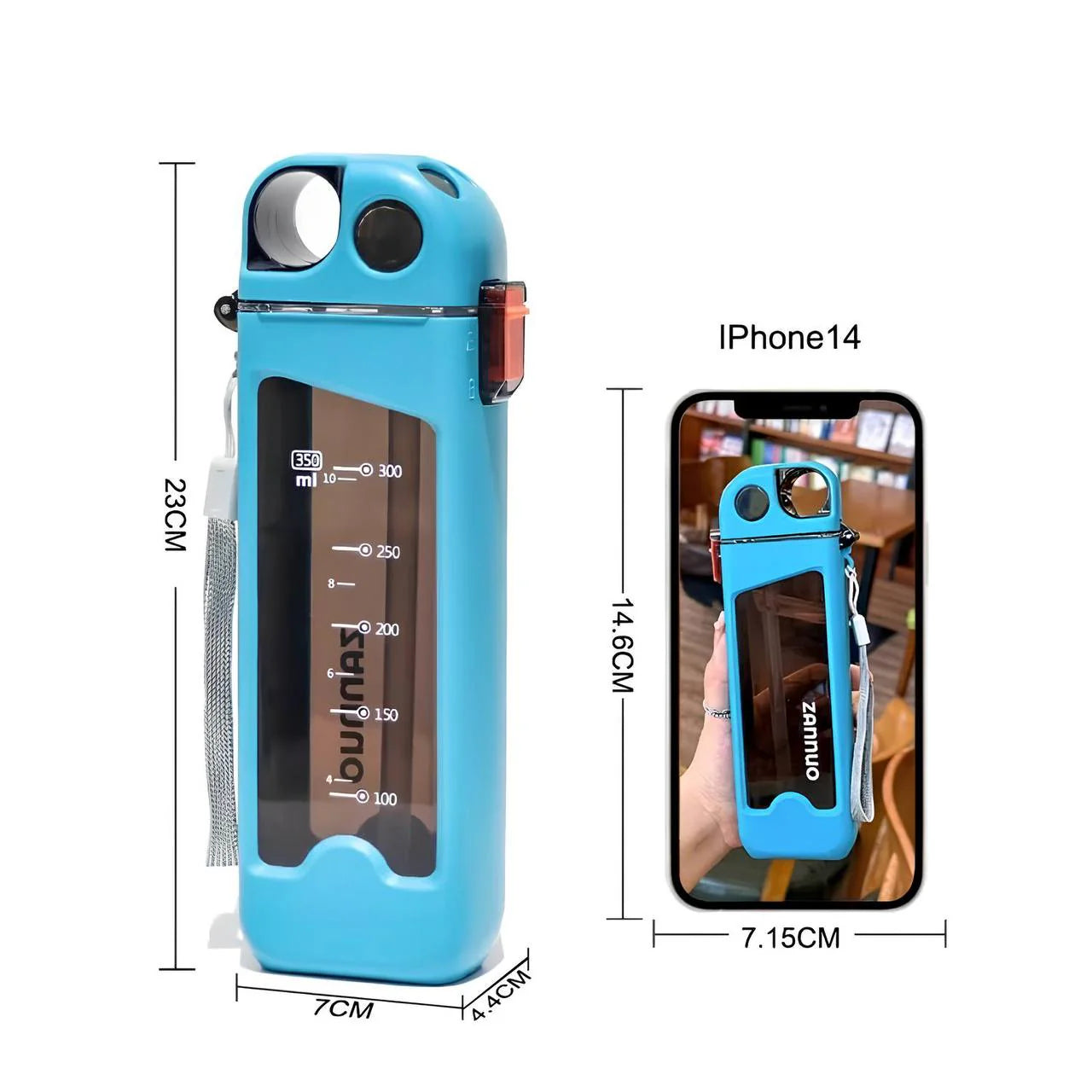 ZANNUO 350ml Kids Square Water Bottle with Straw – Leakproof & Portable