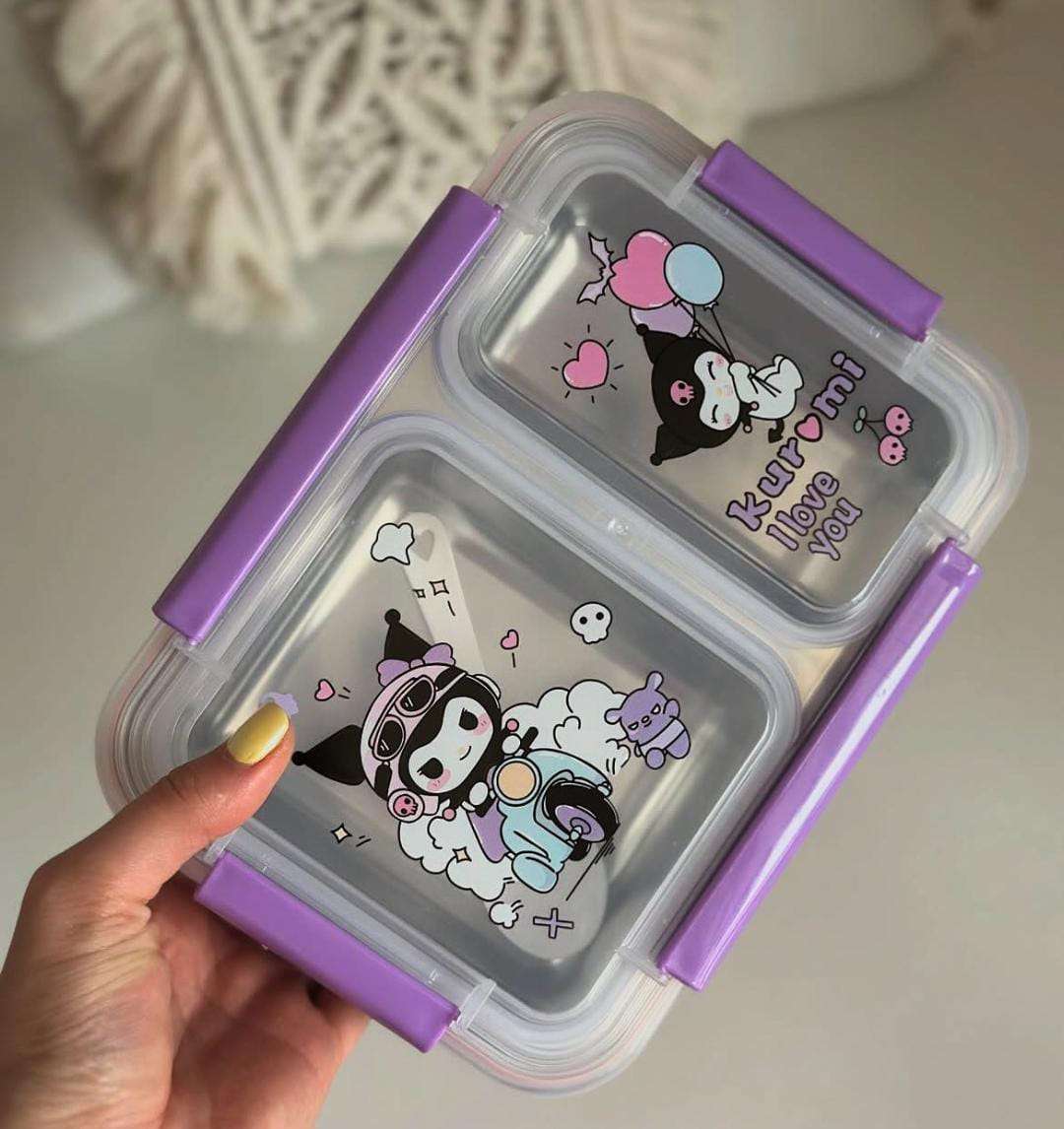 Kuromi Lunch Box | 2 Sealed Compartments | Stainless Steel