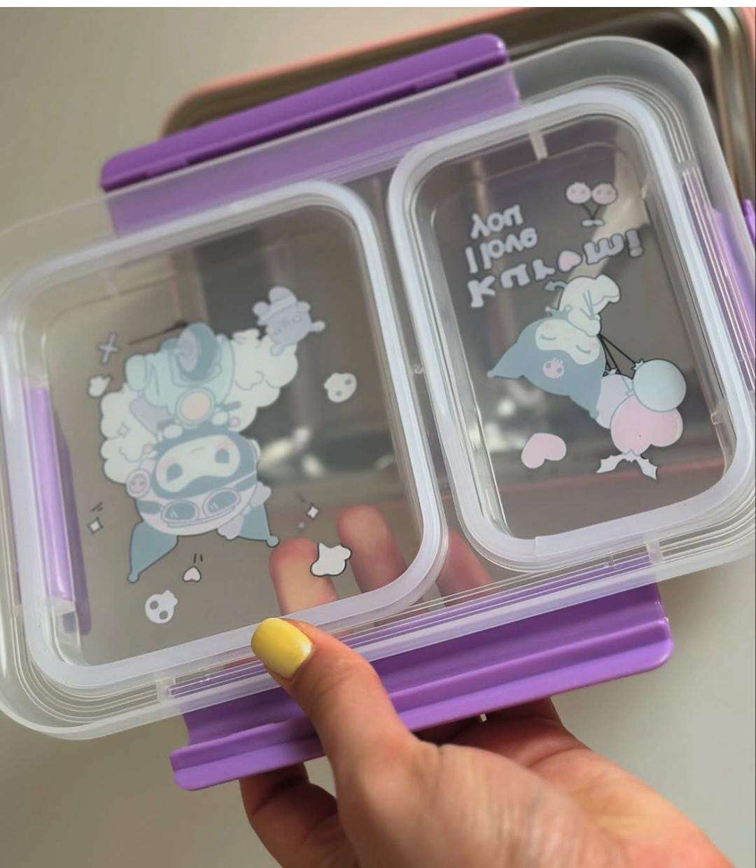 Kuromi Lunch Box | 2 Sealed Compartments | Stainless Steel