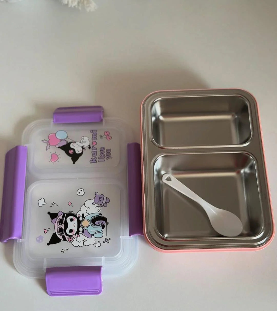 Kuromi Lunch Box | 2 Sealed Compartments | Stainless Steel