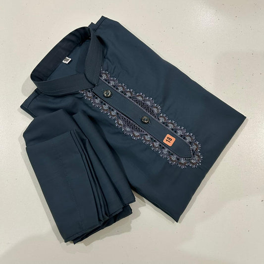 Charcoal Blue Kurta & Trouser Set | Boys (Ages 1–14 Years) – Twinkle Togs